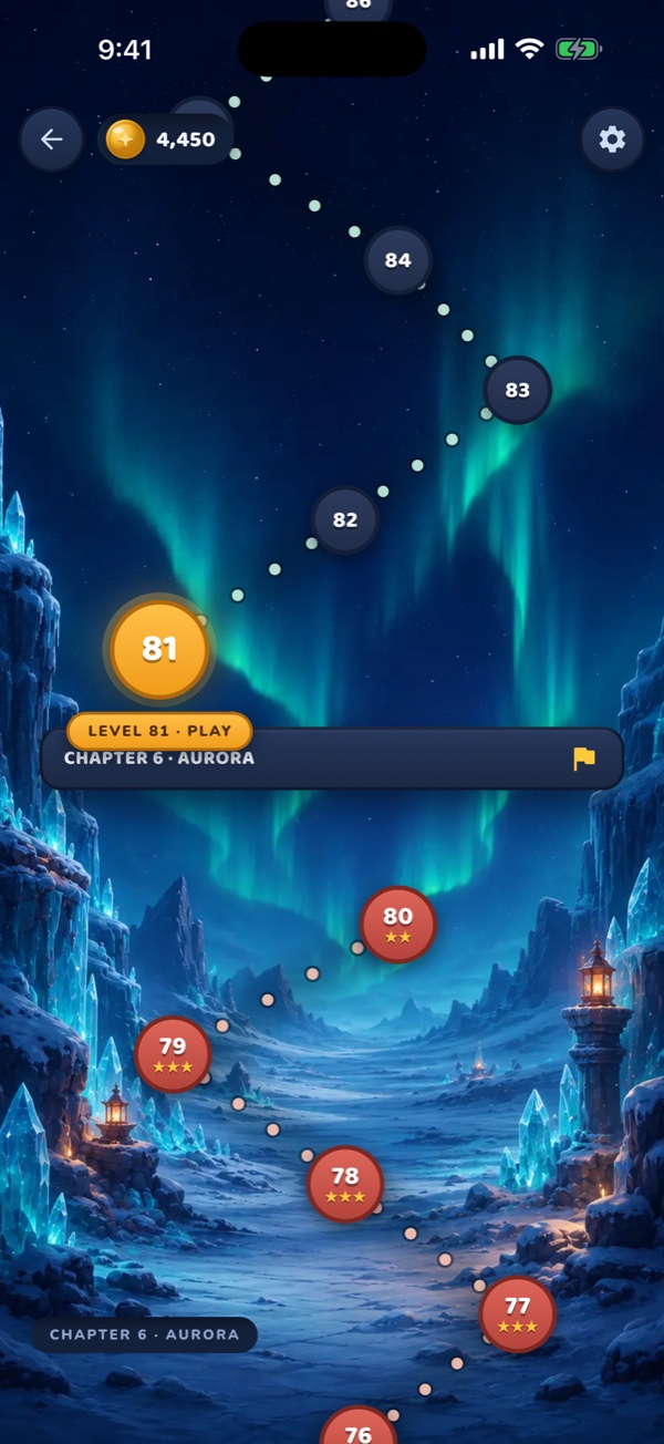 The chapter map with stars and progress