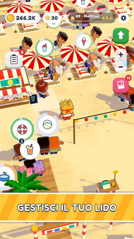 Riviera Rush: un lido pieno di bagnanti che aspettano bibite e gelati
